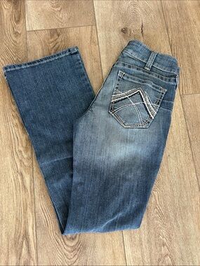 Ariat Women's R.E.A.L. Mid rise Boot Jeans in Washed Blue Denim
